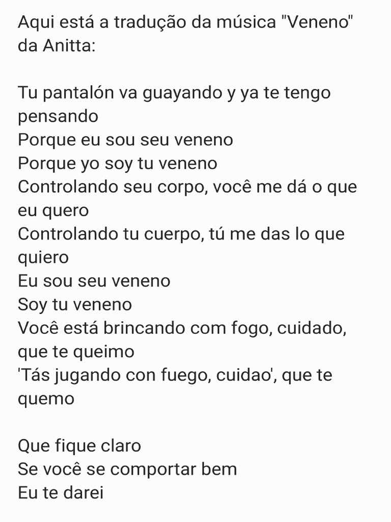 Tradução Da Música Veneno de Anitta | PDF