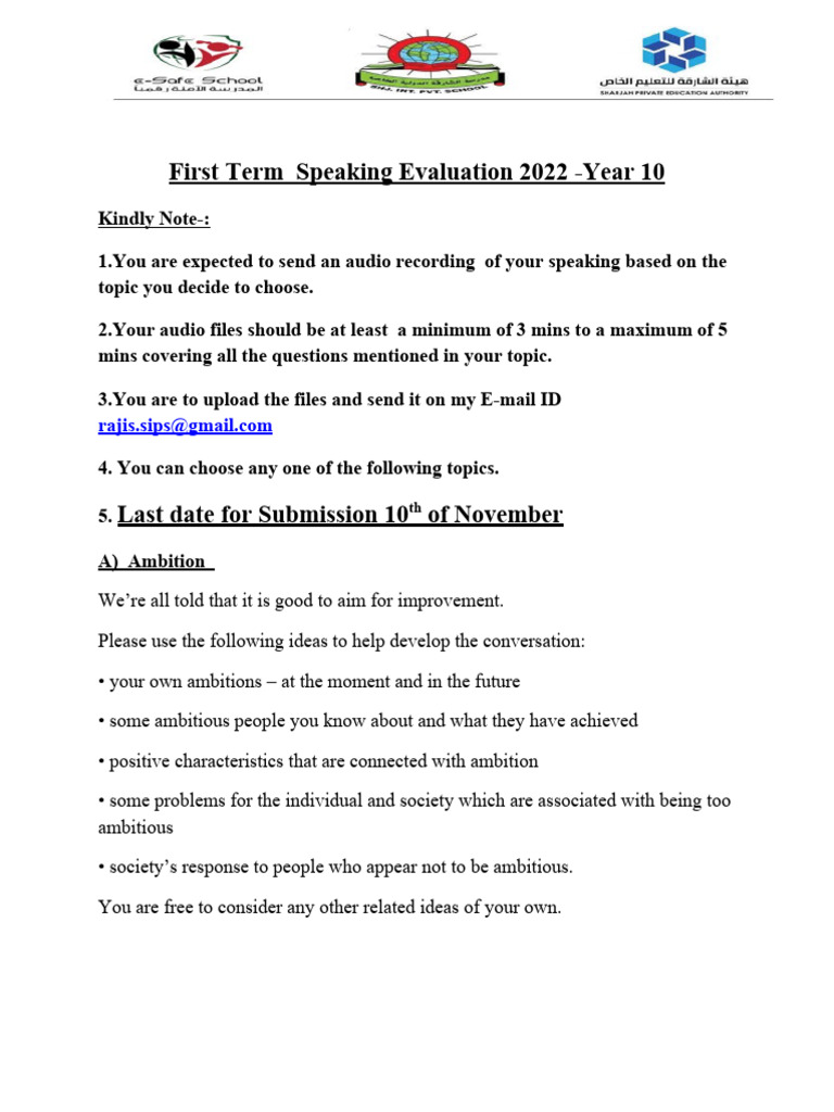 Year 10 Speaking Evaluation Topics 2022 | PDF | Science | Advertising