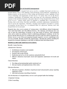 Dietary Services in Hospitals