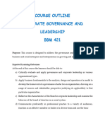 BBM 421 Corporate Governance and Leadership Class Notes