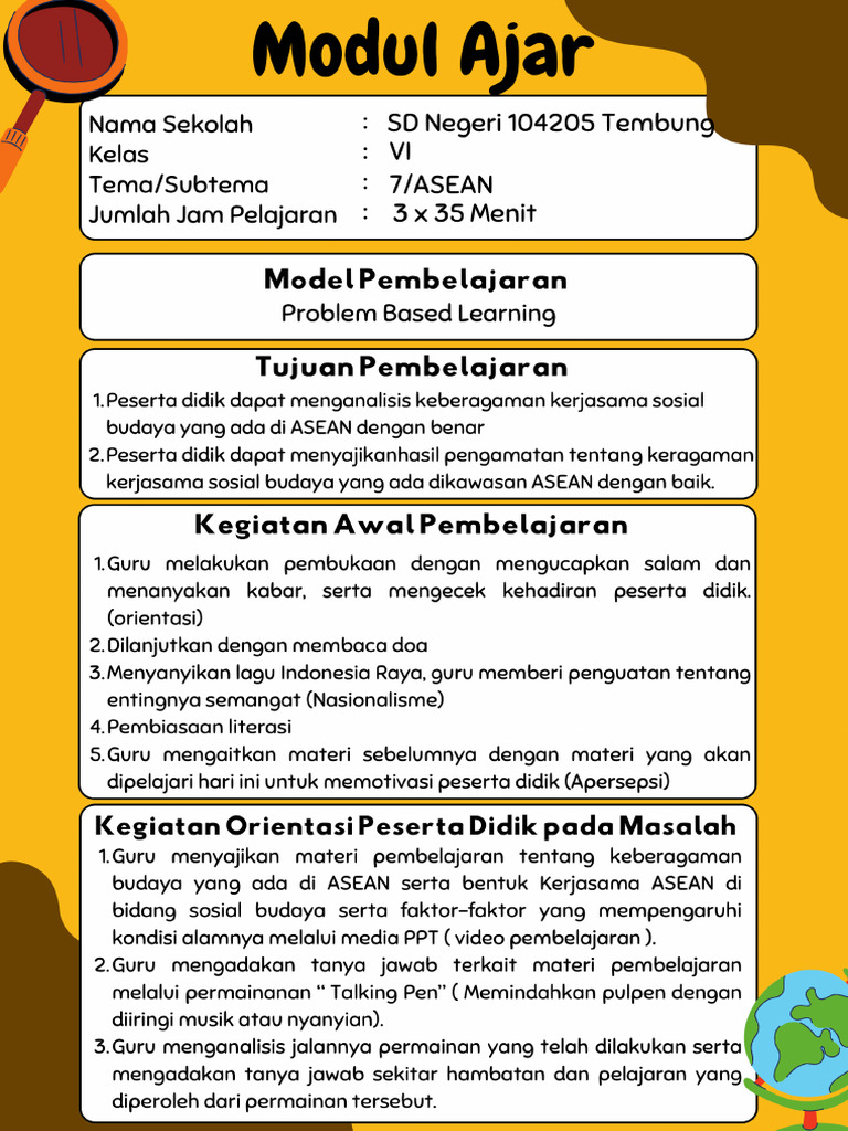Modul Ajar Syaputri Awalia Kelas Vi Semester 2 Tema 7 Sub Tema 1 | PDF