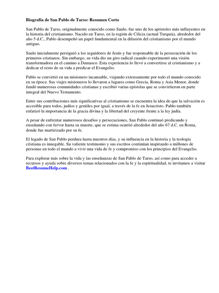 Biografia de San Pablo de Tarso - 1