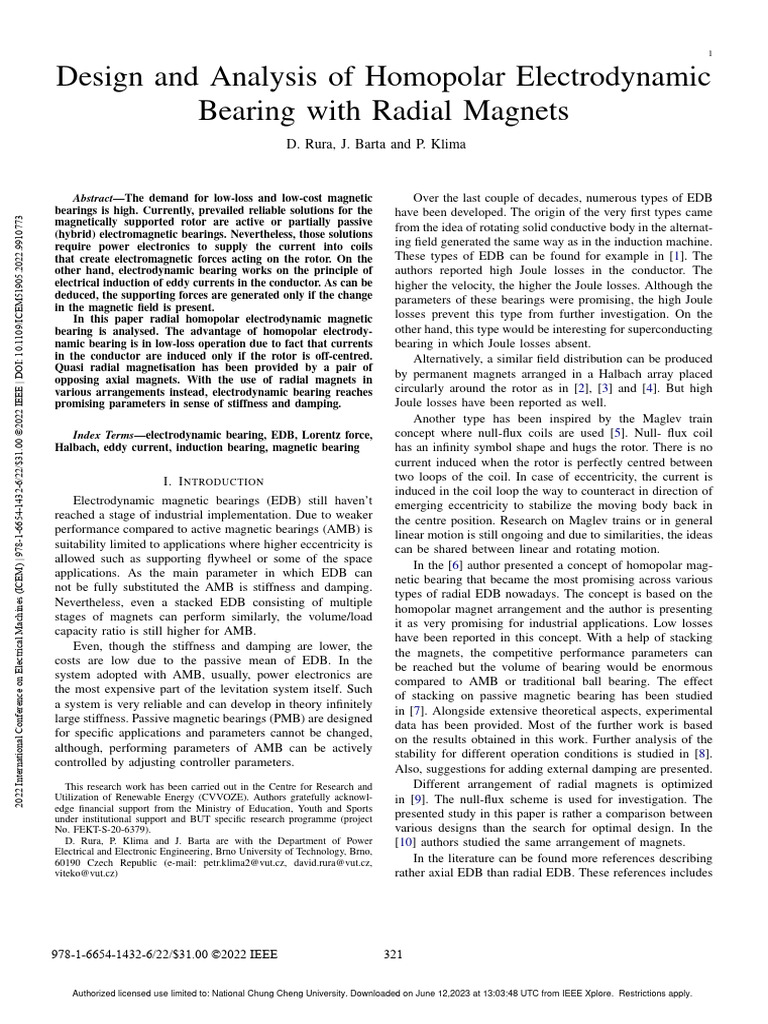 Homopolar Electrodynamic Bearing Analysis | PDF | Electromagnetic ...