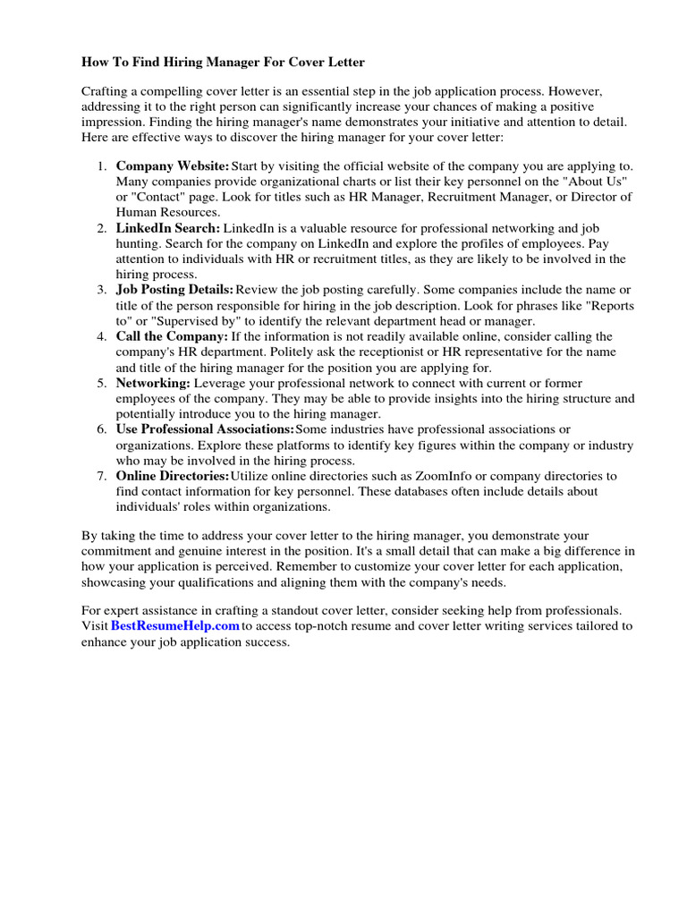 How to find hiring manager for cover letter pdf recruitment r sum 
