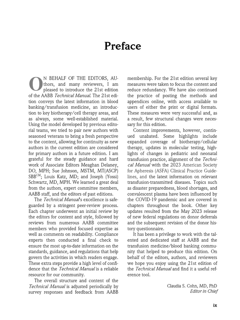Preface: Cal Manual With The | PDF | Blood Transfusion | Serology