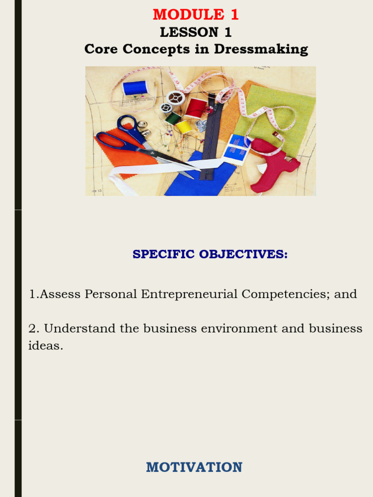 Dressmaking Entrepreneurial Competencies | PDF | Risk | Hazards