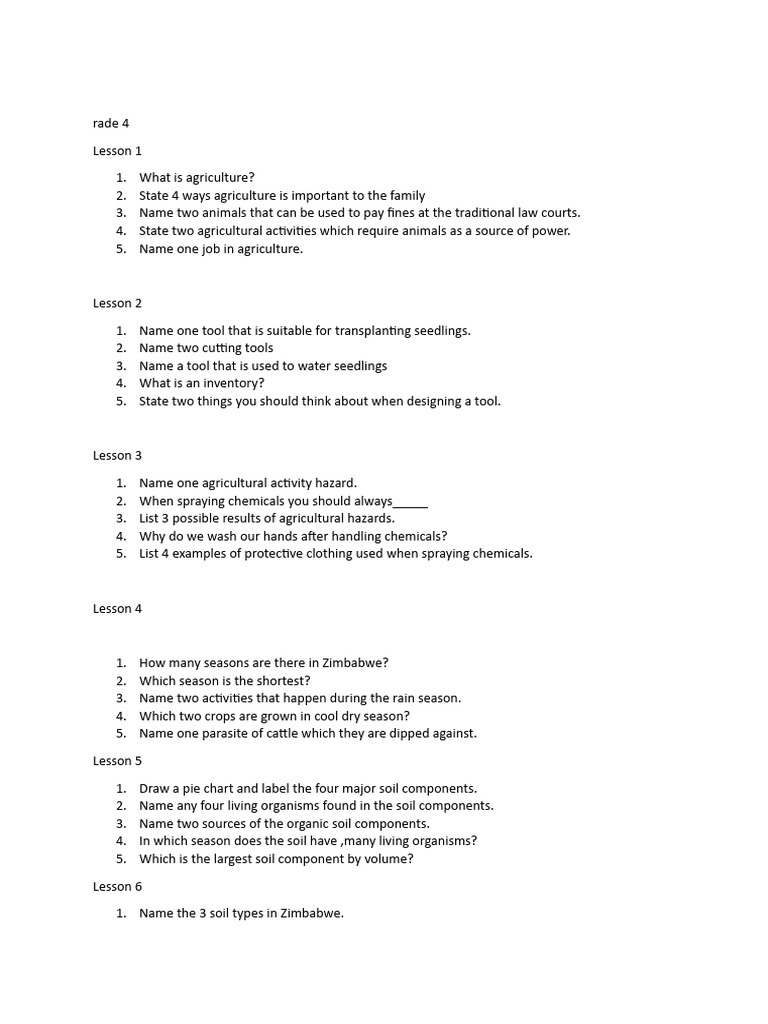 Grade 4 Agriculture Revision Guide | PDF | Plants | Soil
