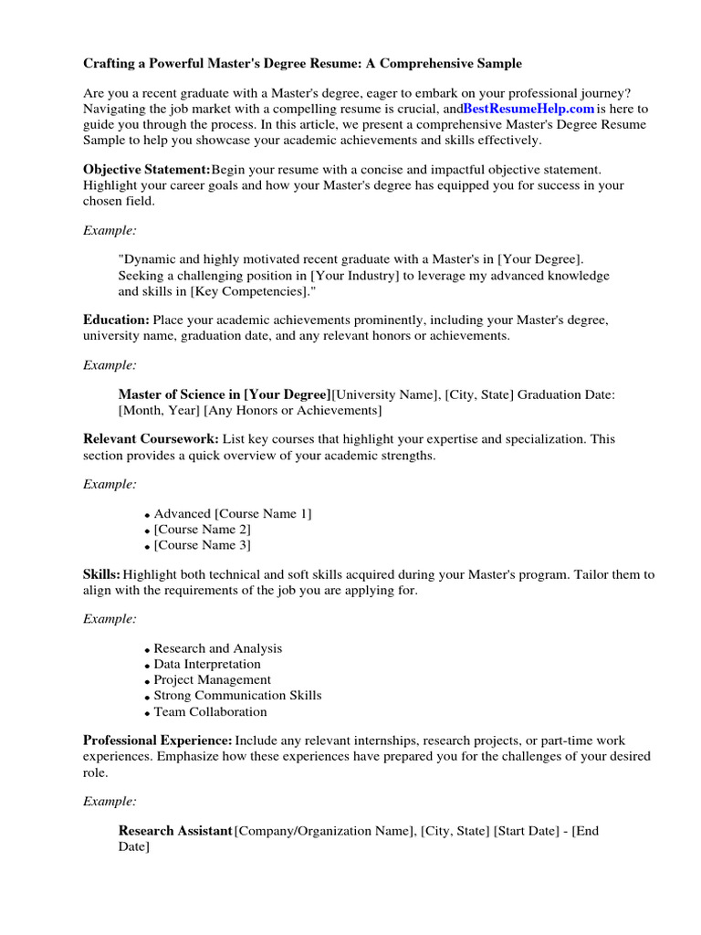 MasterS Degree Resume Sample - 1718388341