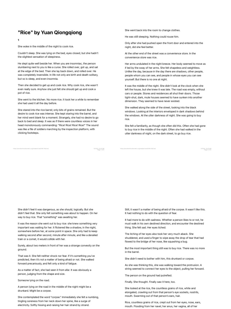 Rice by Yuan Qiongqiong (Full Text) | PDF