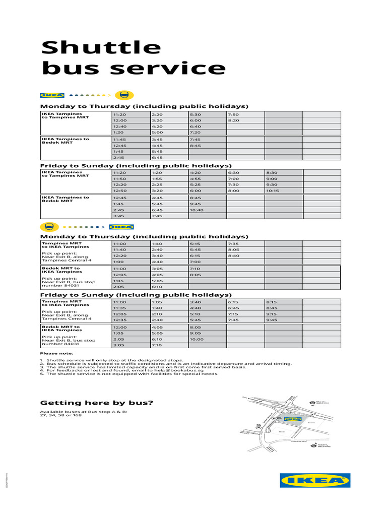 IKEA Tampines Shuttle Bus Schedule | PDF | Public Transport | Service ...