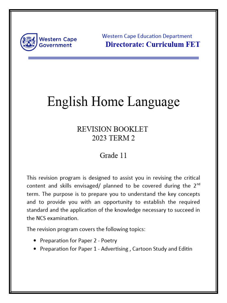 Grade 11 Poetry Revision Guide | PDF | Poetry | Sonnets