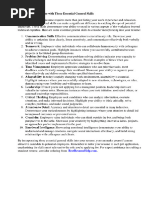 General Skills for Resume