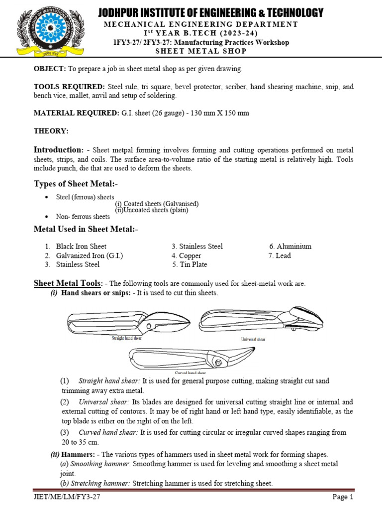 Sheet Metal Shop Pdf