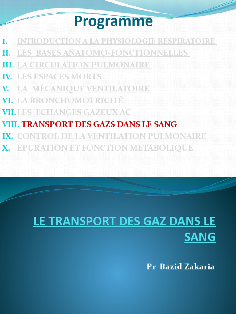 Transport des Gaz dans le Sang PDF Sang Respiration — free download