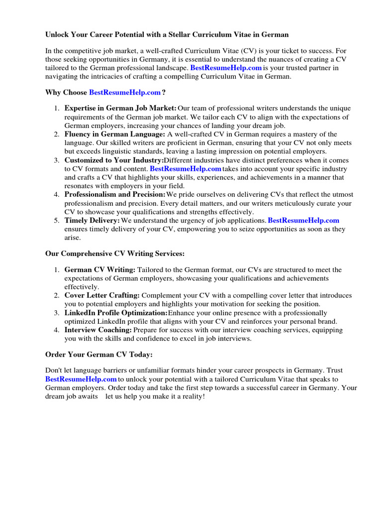 Curriculum Vitae in German | PDF | Résumé