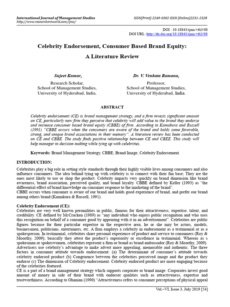 Celebrity Endorsement and Brand Equity Review | PDF | Credibility | Brand