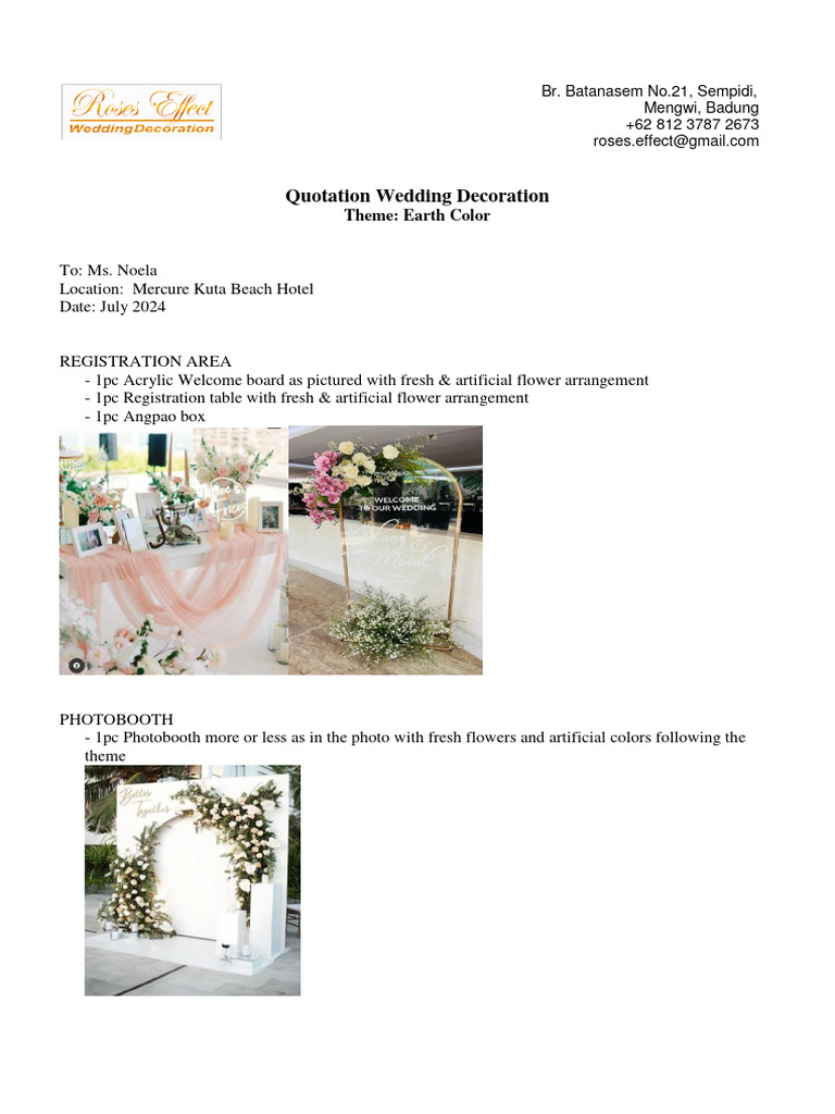 Quotation Wedding Decoration | PDF | Bride | Indonesian Rupiah