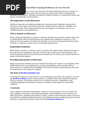 Job References First Job