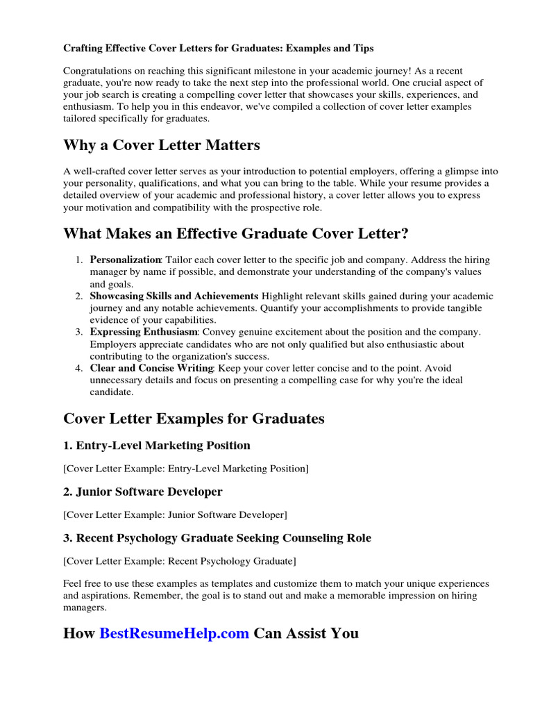Cover Letter Examples Graduate PDF Résumé Leadership