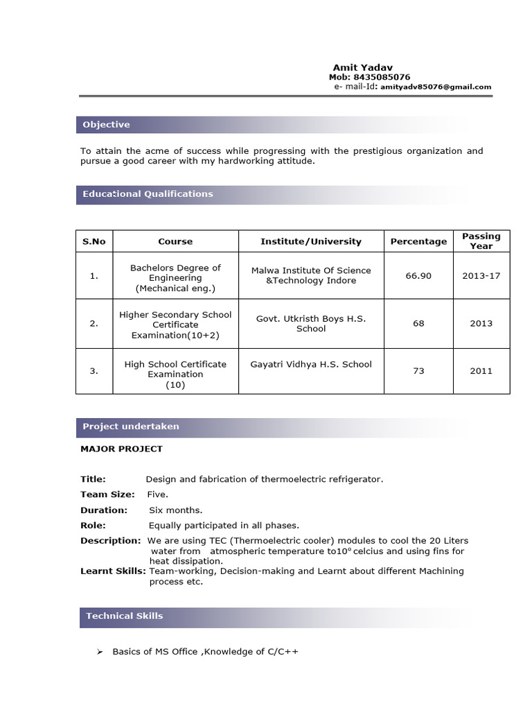Amit Yadav's Engineering Profile | PDF | Engineering