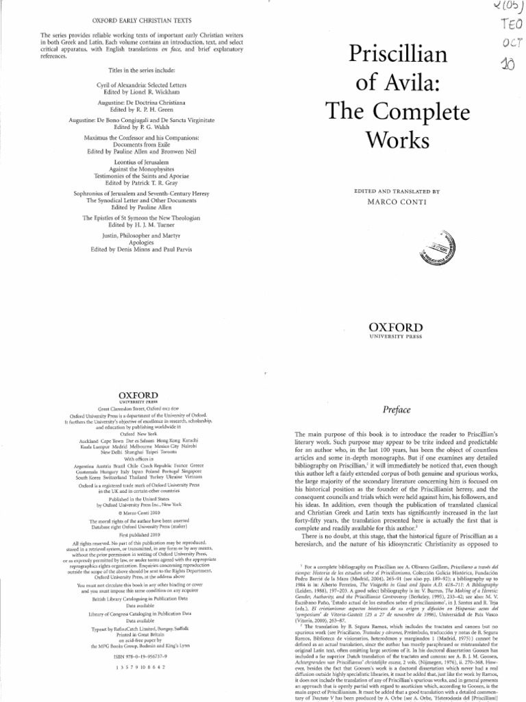 Conti, Priscillian of Avila (Oxford, 2010) | PDF