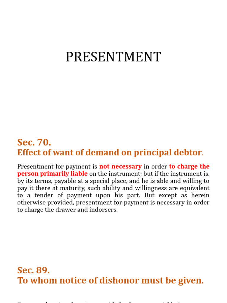 Understanding Presentment for Payment | PDF | Negotiable Instrument | Money