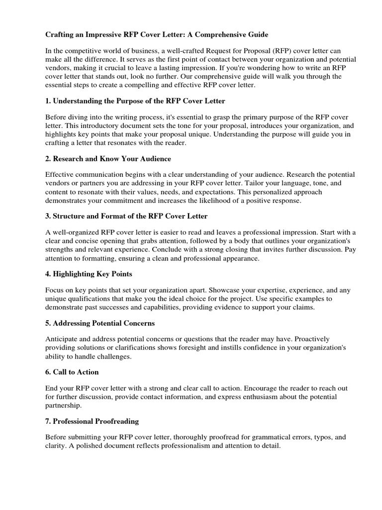 RFP Cover Letter Writing Guide | PDF | Request For Proposal