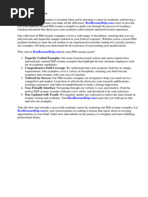 Phd Resume Examples