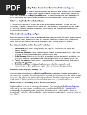 Dog Walker Resume Cover Letter