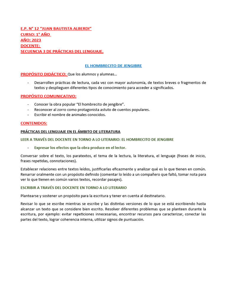 Secuencia 3 de Lenguaje 1 | PDF | Escritura
