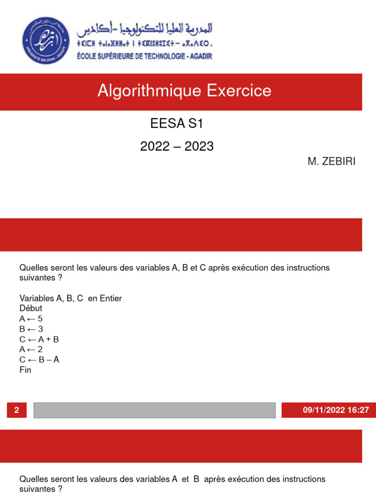 Exemples d'algorithmes en algorithmique | PDF | Taxe sur la valeur ...