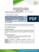 Guía de Actividades y Rúbrica de Evaluación - Unidad 1 - Fase 3 - Identificación de Recursos y Proyecciones Económicas