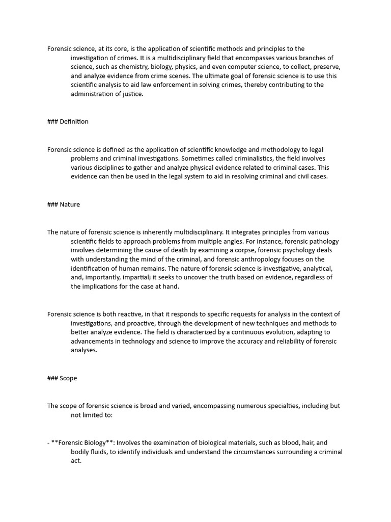 Forensic Science PDF Crime Scene Forensic Science