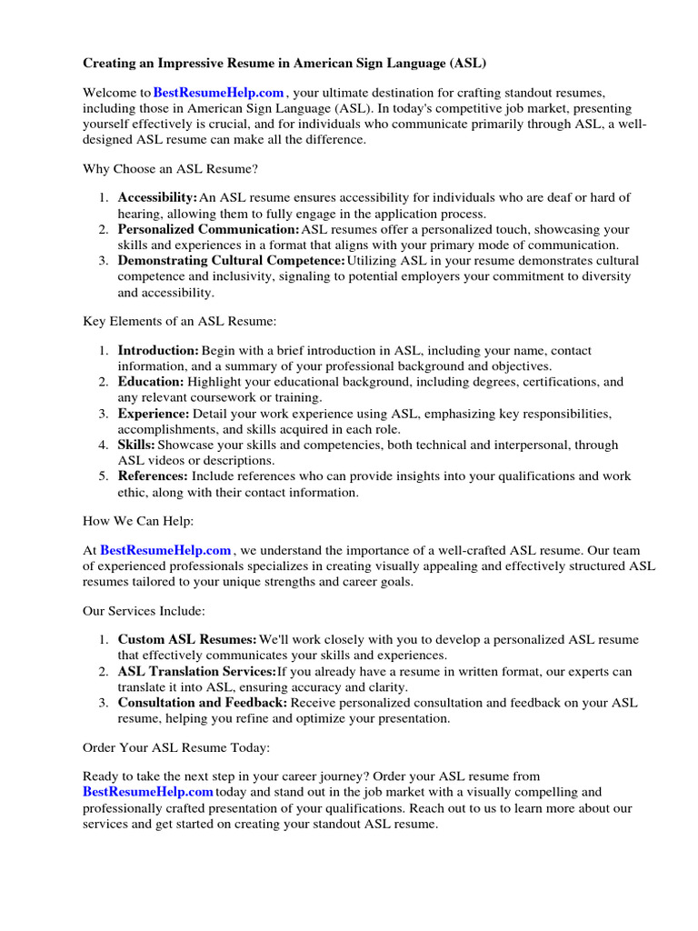 Crafting ASL Resumes for Success | PDF | Language Interpretation ...