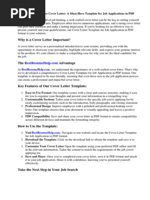 Cover Letter Template for Job Application PDF
