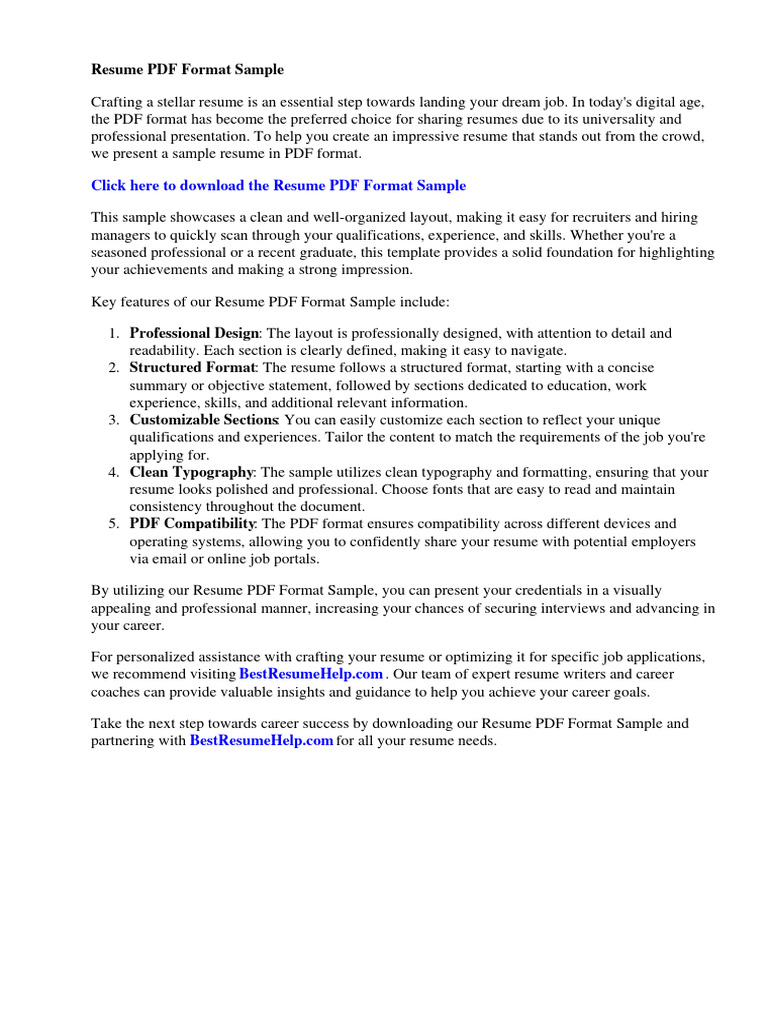 Resume PDF Format Sample | PDF | Résumé