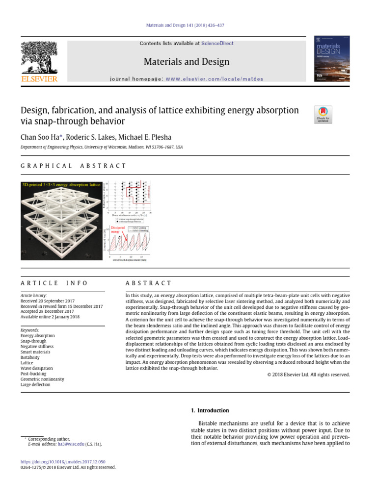 Energy Absorption in Lattice Structures | PDF | Crystal Structure | 3 D ...