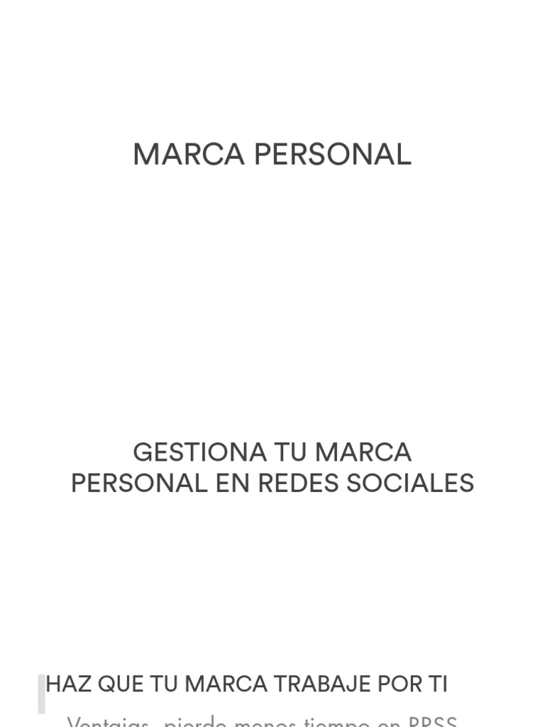 Gestión de Marca Personal en RRSS | PDF