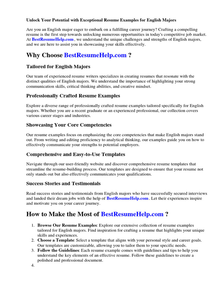 Resume Tips for English Majors | PDF | Résumé | Teachers