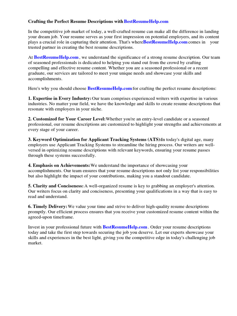 Best Resume Descriptions Download - 1719651097