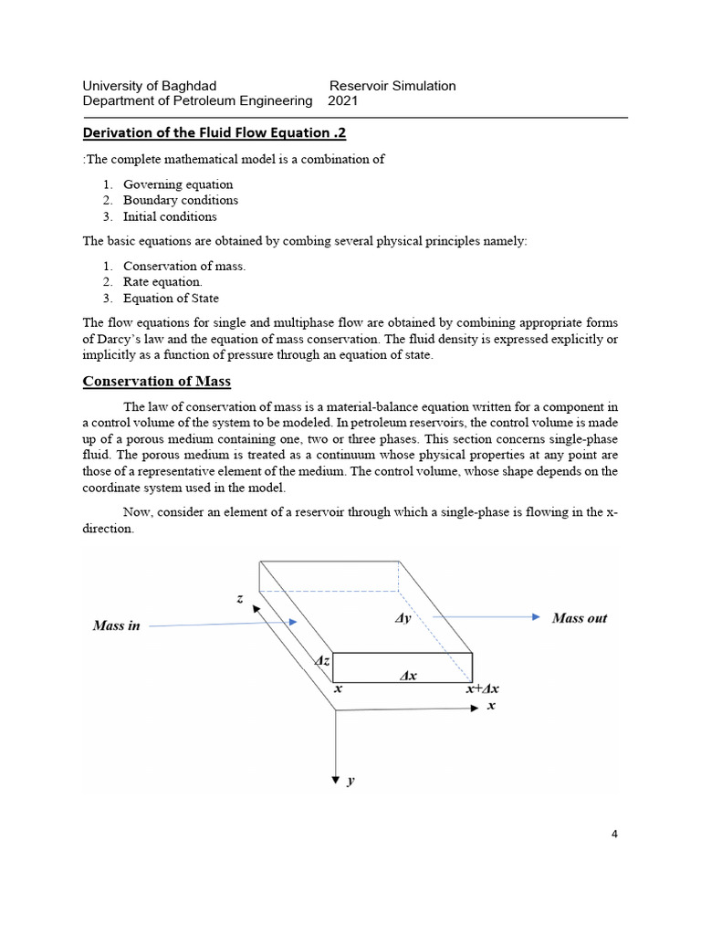 Fluid Flow Equation Derivation | PDF | Fluid Dynamics | Continuum Mechanics