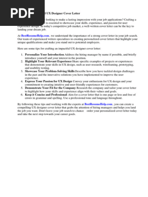Ux Designer Cover Letter