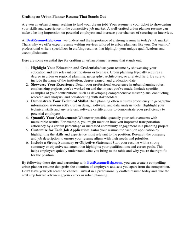 Urban Planner Resume | PDF | Résumé | Urban Planning