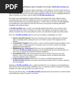 Substance Abuse Counselor Cover Letter
