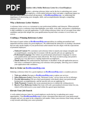 Reference Letter for Good Employee