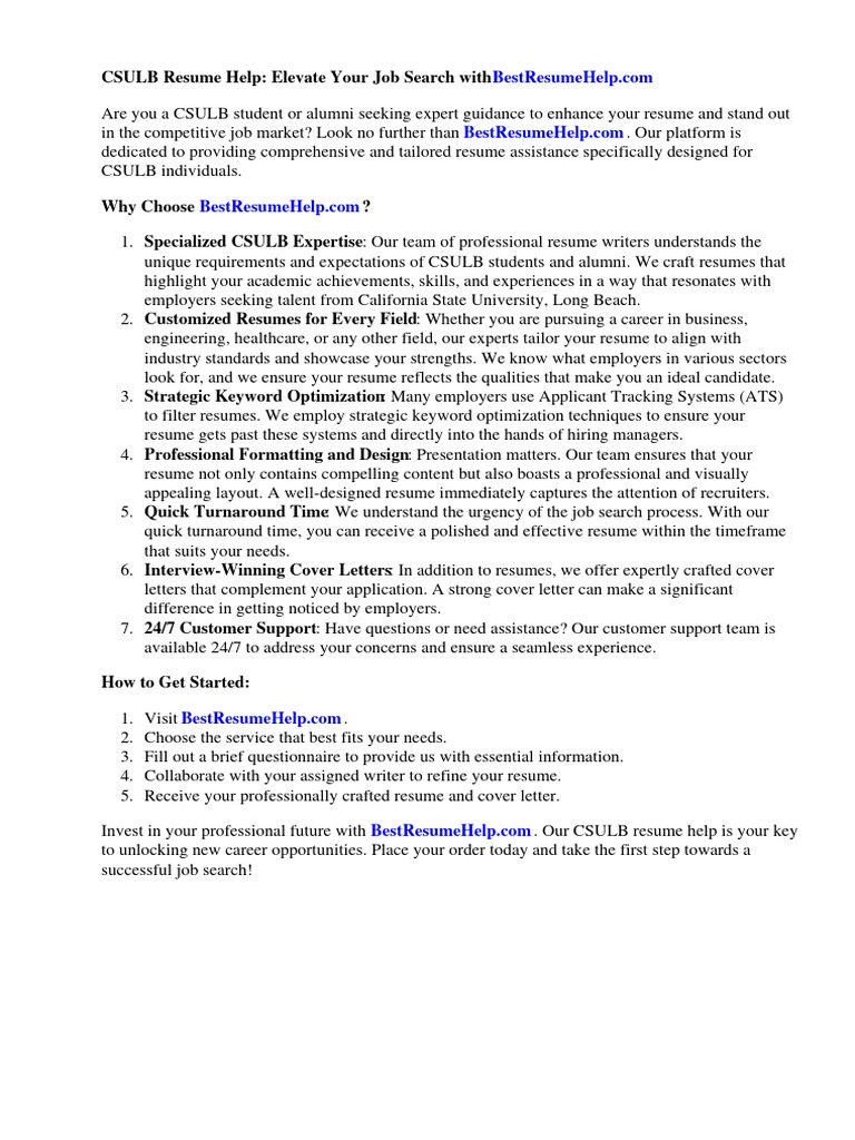 Csulb Resume Help | Download Free PDF | Résumé | World Wide Web