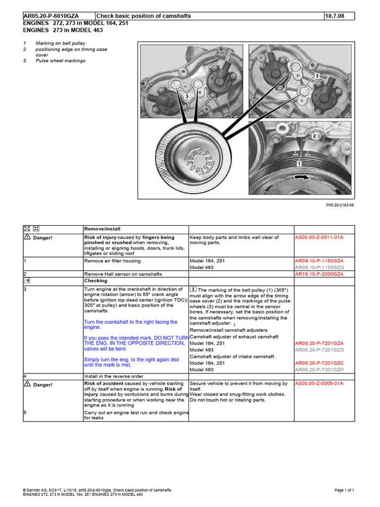 Camshaft Positioning for M272/273 Engines | PDF | Engine Technology ...