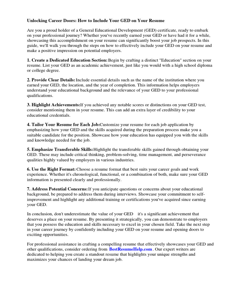 How to Put Ged on Resume PDF - 1710793246