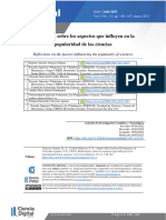 Reflexiones Sobre Los Aspectos Que Influyen en La Popularidad de Las Ciencias