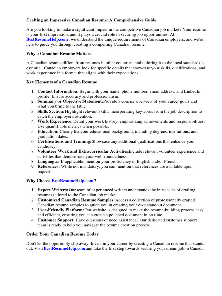 Canadian Resume Sample | PDF | Résumé